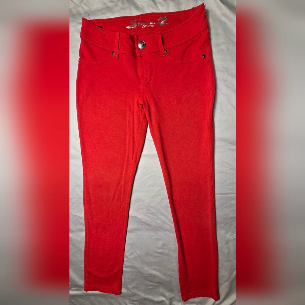 Seven7 Skinny Jeans Jeggings Red Pants Women's Size 4 Elastic Rayon Nylon